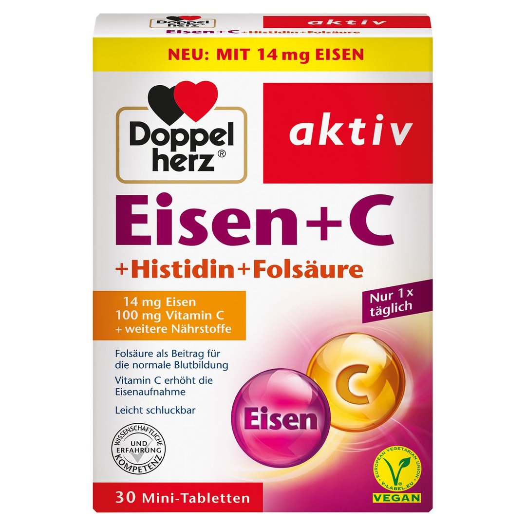 Doppelherz Eisen + C + Histidin + Folsäure 30 Tabletten