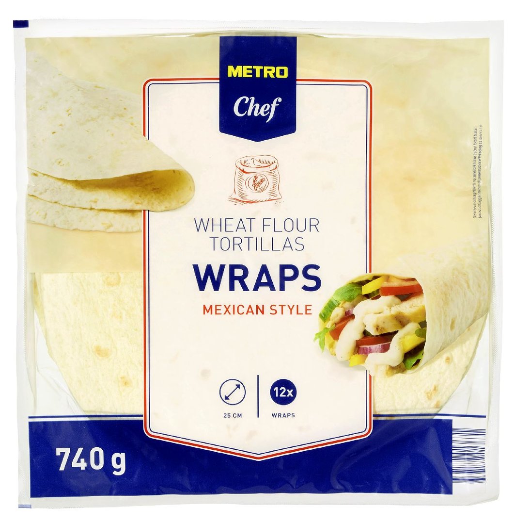 METRO Chef - Weizen Wraps Mexican Style Ø 25 cm 12 Stück - 8 x 740 g Packung