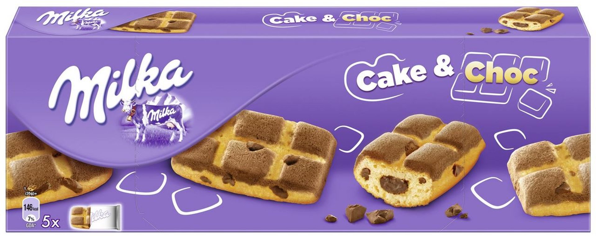 Milka - Cake & Choc kleine Kuchen mit Milka Alpenmilch Schokoladenstückchen und einem zartschmelzenden, flüssigen Milka Schokoladenkern 175 g Beutel