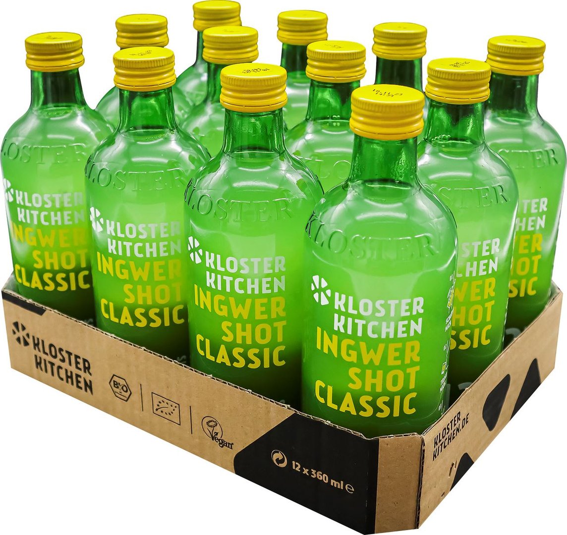 Kloster Kitchen - Bio Ingwershot Classic 12 Shots, Glas Einweg - 360 ml Flasche