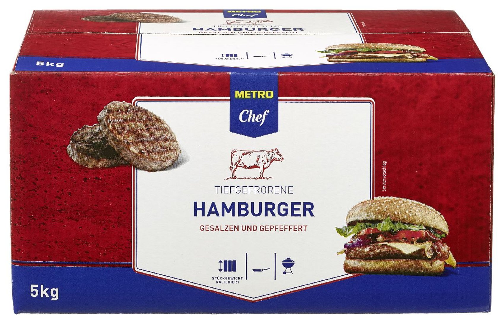 METRO Chef - Hamburger Patty, 40 Stück à ca. 125 g, tiefgefroren - 5 kg Karton