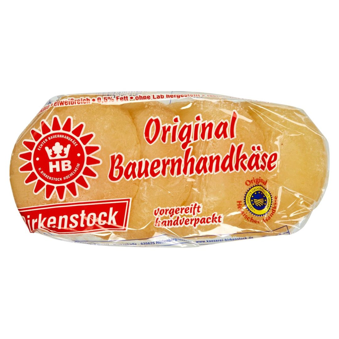 Birkenstock - Bauernhandkäse deutscher Weichkäse, Sauermilch Käsespezialität, gereift, 0,5% Fett 250 g