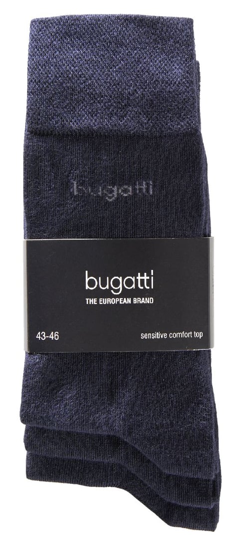 Bugatti 3 Stk. Herren Socken weiche Baumwolle Schwarz 39-42