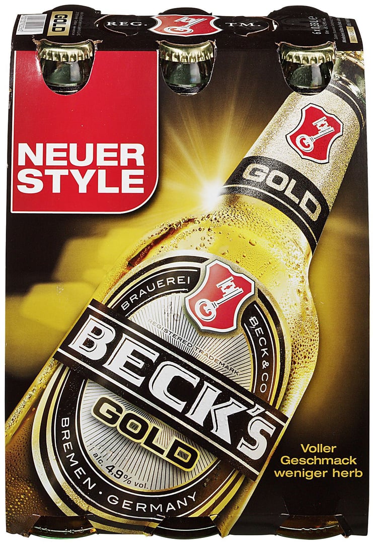 Beck's Gold Glas - 6 x 0,33 l Flaschen