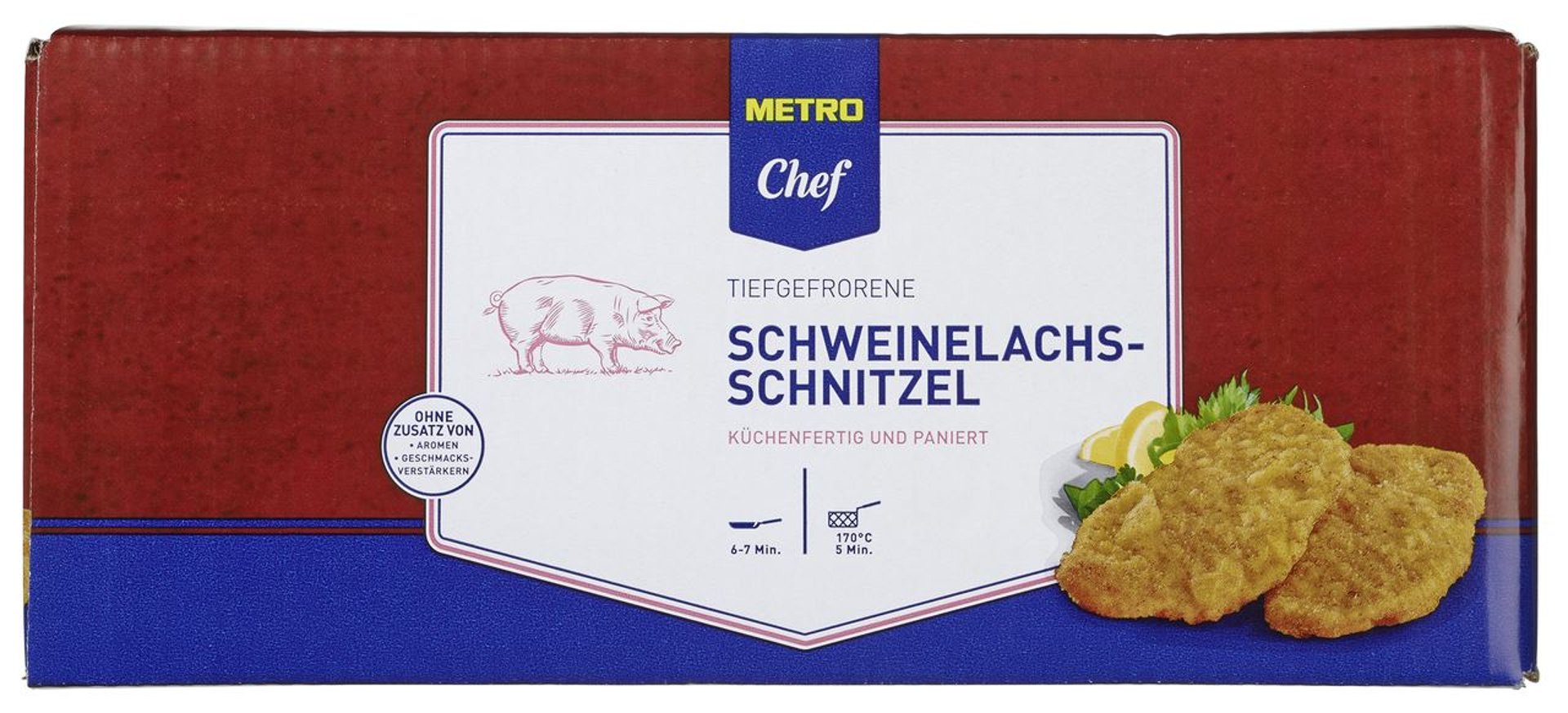 METRO Chef - Schweinelachs-Schnitzel, paniert, tiefgefroren, 40 Stück à ca. 160 g - 6,4 kg Karton