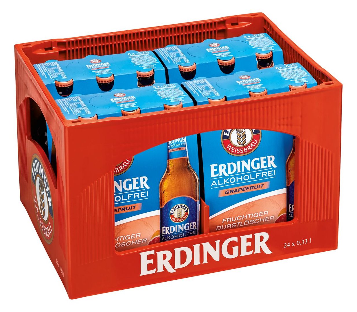 Erdinger - Alkoholfrei Grapefruit, Glas Mehrweg - 24 x 330 ml Kiste