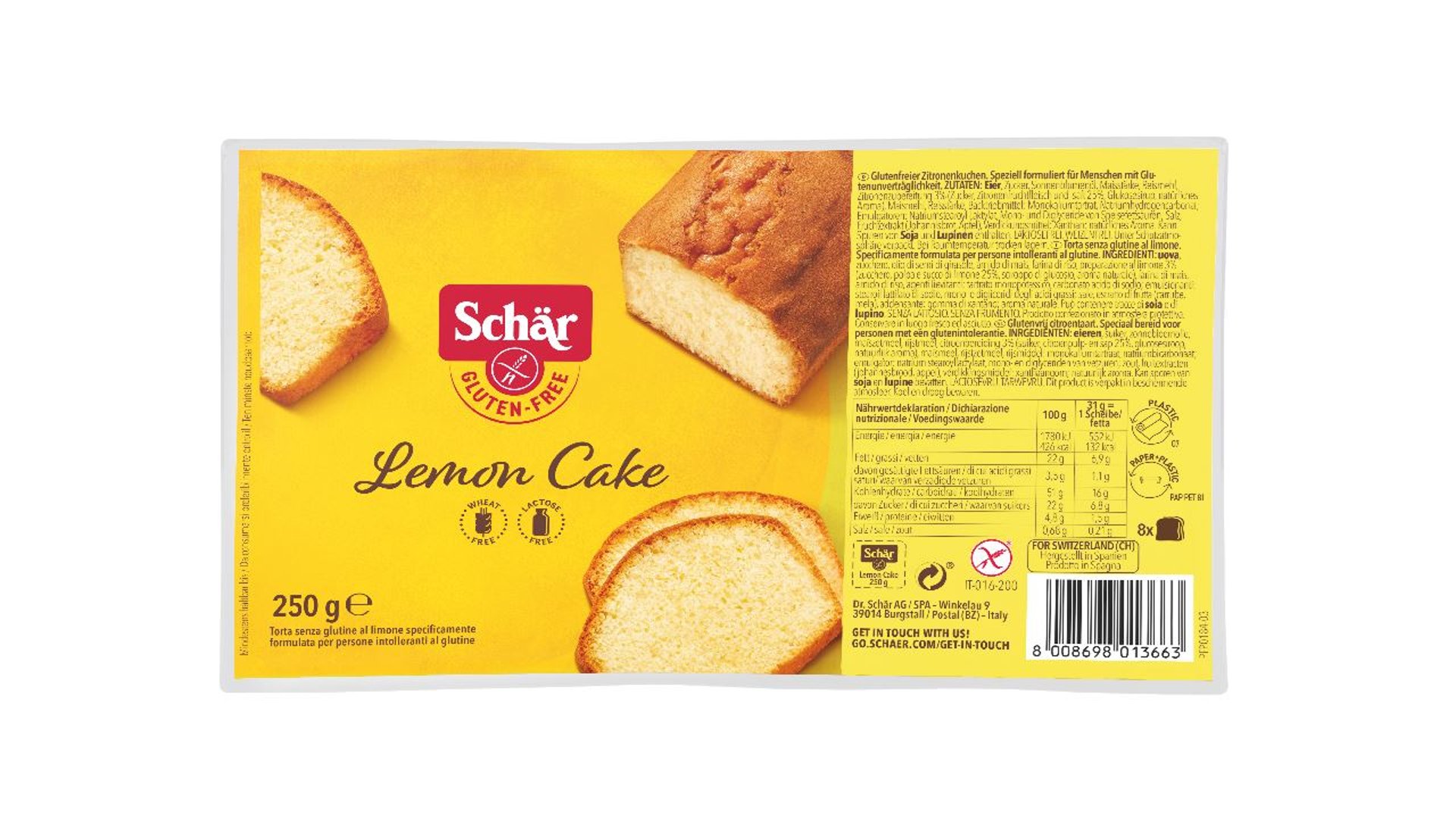Schär - Lemon Cake glutenfrei - 250 g Packung