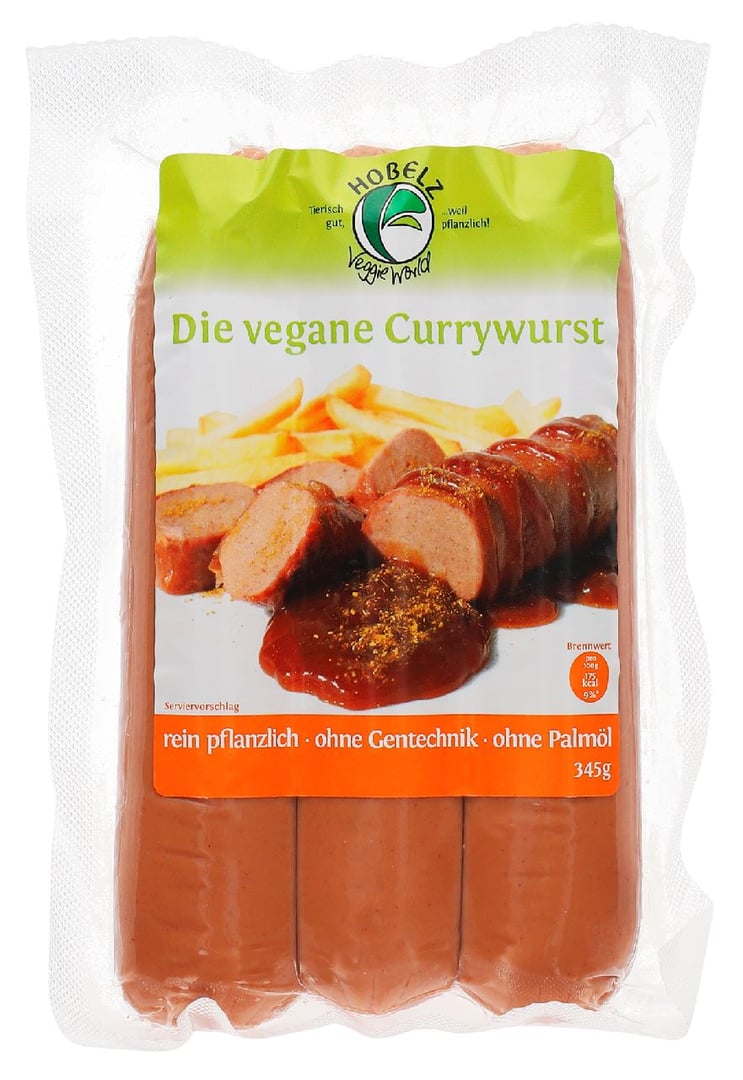 Hobelz Veggie - Vegane Currywurst gekühlt 3 Stück - 345 g Stück