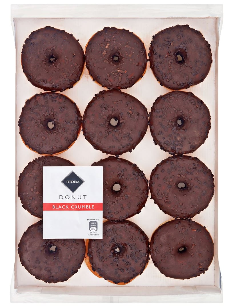 RIOBA - Black Donuts Crumble - 12 Stück à 52 g Packung