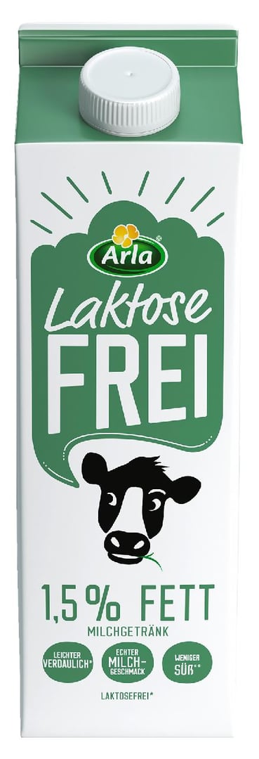 Arla - Milch 1,5 % Fett lactosefrei - 1 x 1,024 kg Stück