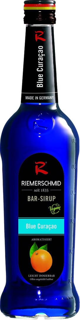 Riemerschmid - Blue Curacao Sirup charakteristische herbe Zitrusnote, süßlich 700 ml Flasche