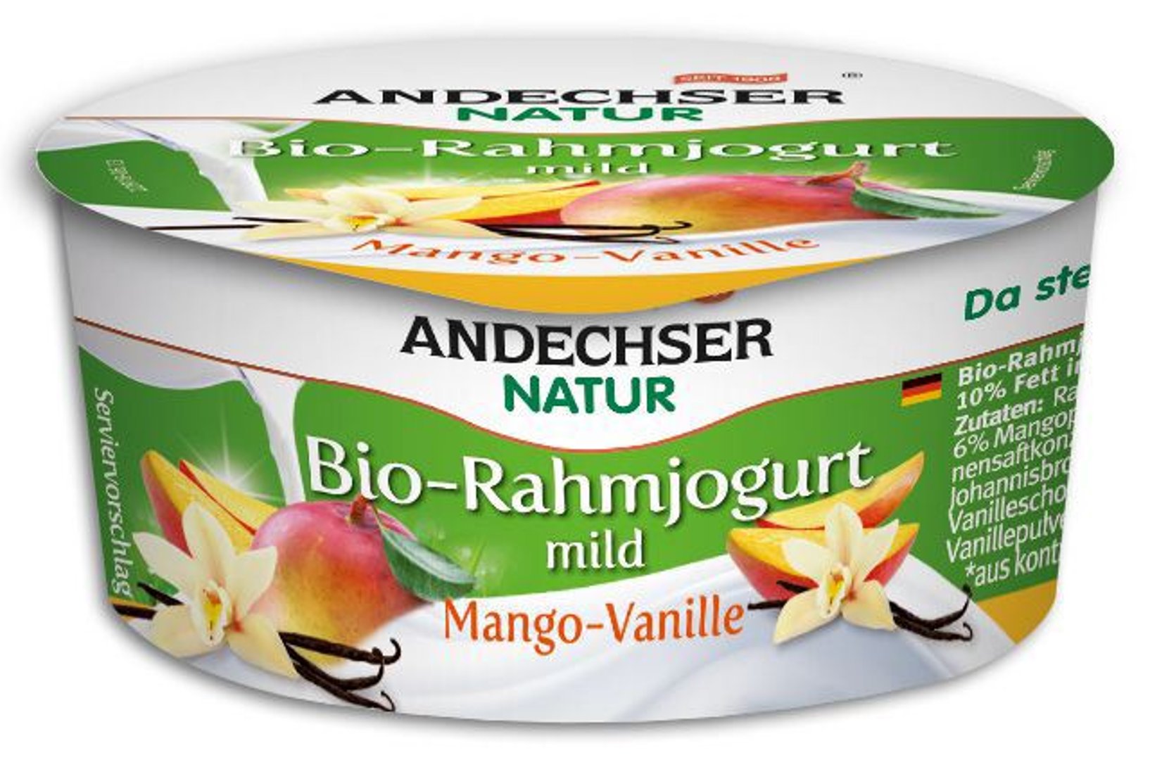 Andechser - BIO Rahmjoghurt Mango-Vanille 10 % Fett im Milchanteil - 150 g Becher