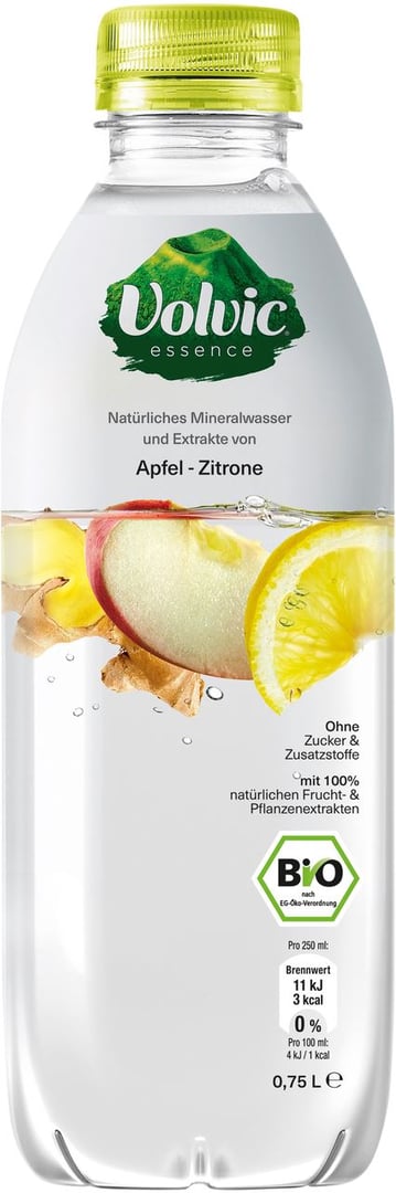 Volvic - Essence Mineralwasser mit Apfel-Zitrone-Ingwer Einweg 6 x 0,75 l Flaschen