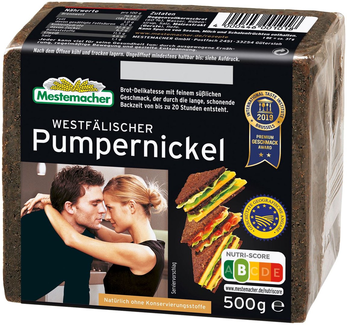 Mestemacher - Pumpernickel echt westfälisch 500 g Packung