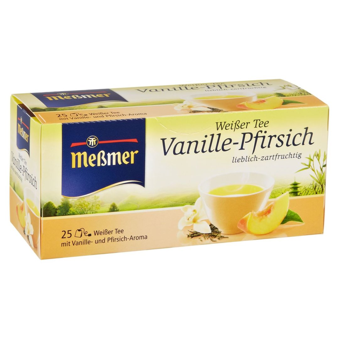 MEßMER - Weißer Tee Vanille - Pfirsich Teebeutel - 6 x 35 g Karton