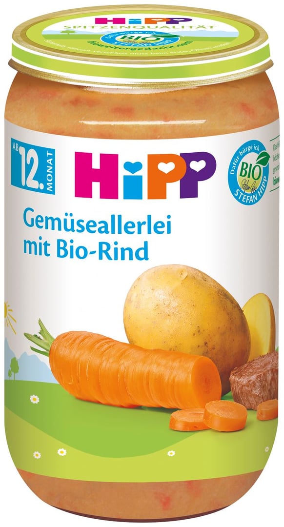 Hipp Gemüseallerlei mit Bio-Rind GEMUESE/RIND 6850 - 250 g Glas