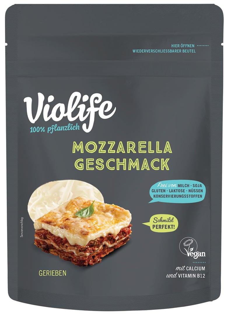 Violife - Mozzarella Geschmack gerieben, vegan, gekühlt - 180 g Schrumpfpackung