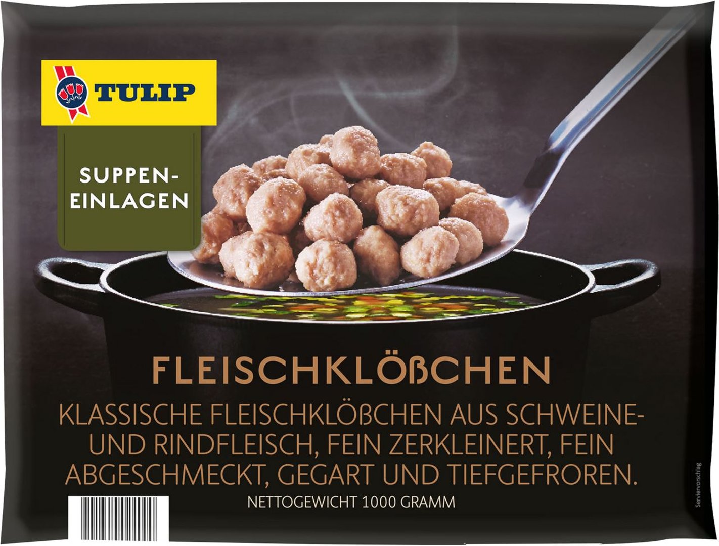 Tulip - Fleischklößchen tiefgefroren tiefgefroren, ca. 4 - 5 Portionen, aus Schweine- und Rindfleisch, vorgegart 1 kg Beutel