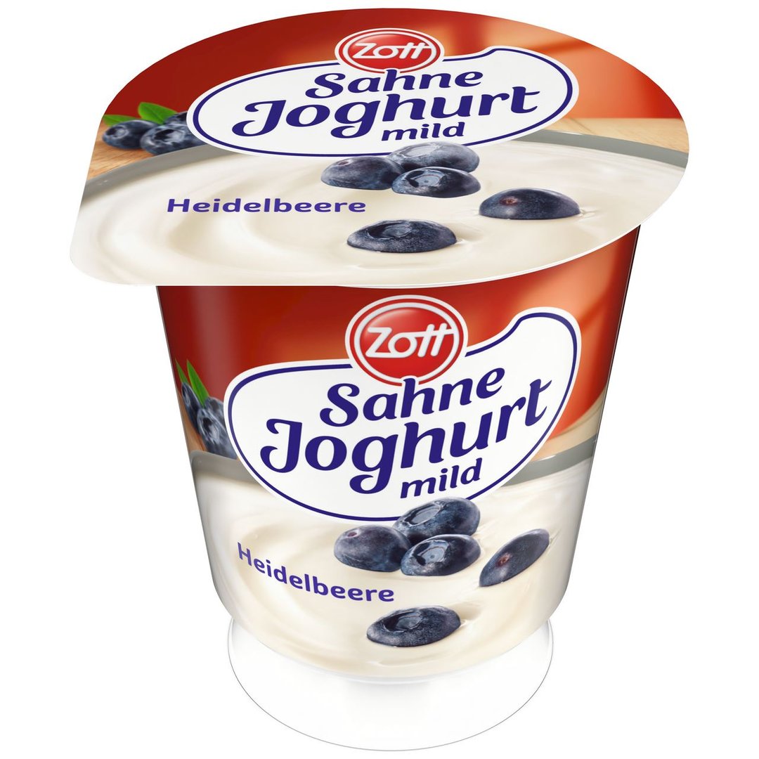Zott - Sahne Joghurt 10 % Fett im Milchanteil Heidelbeere gekühlt - 150 g Becher