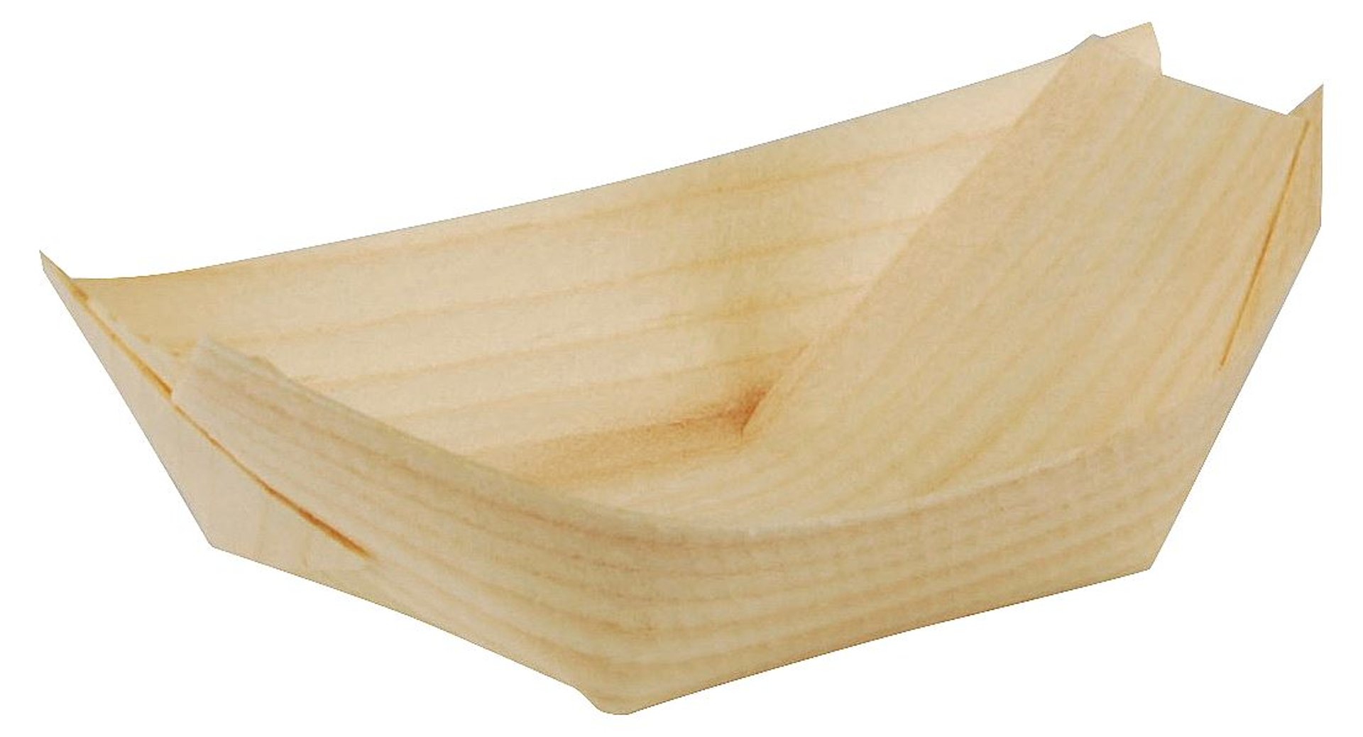 PAPSTAR pure Fingerfood-Schalen Holz Schiffchenform 11 x 6,5 cm - 50 Stück