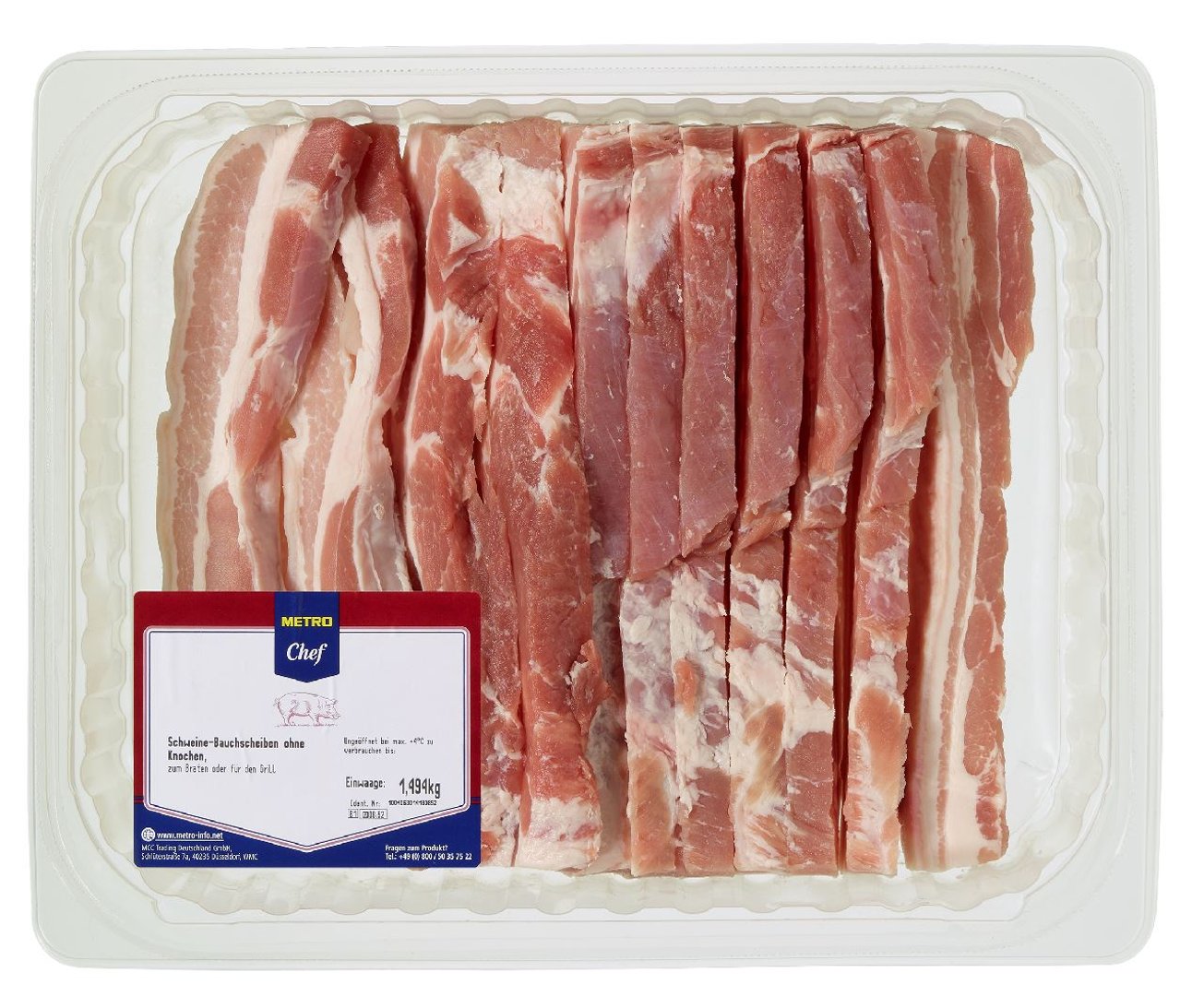 METRO Chef - QS Schweinebauch in Scheiben gekühlt ca. 1,5 kg, ca. 8 - 10 Stück