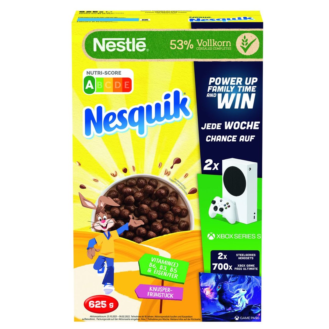 Nesquik - Geröstete Getreidekost mit fettarmem Kakao - 1 x 625 g Karton