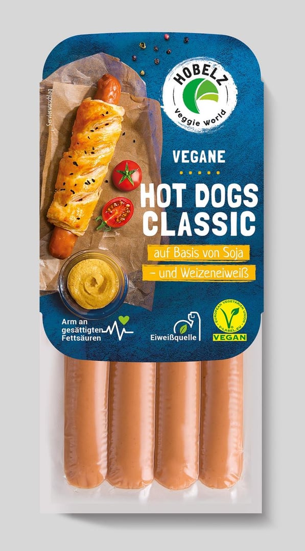 Hobelz Veggie - Vegane Hot Dogs Classic gekühlt 4 Stück - 200 g Stück
