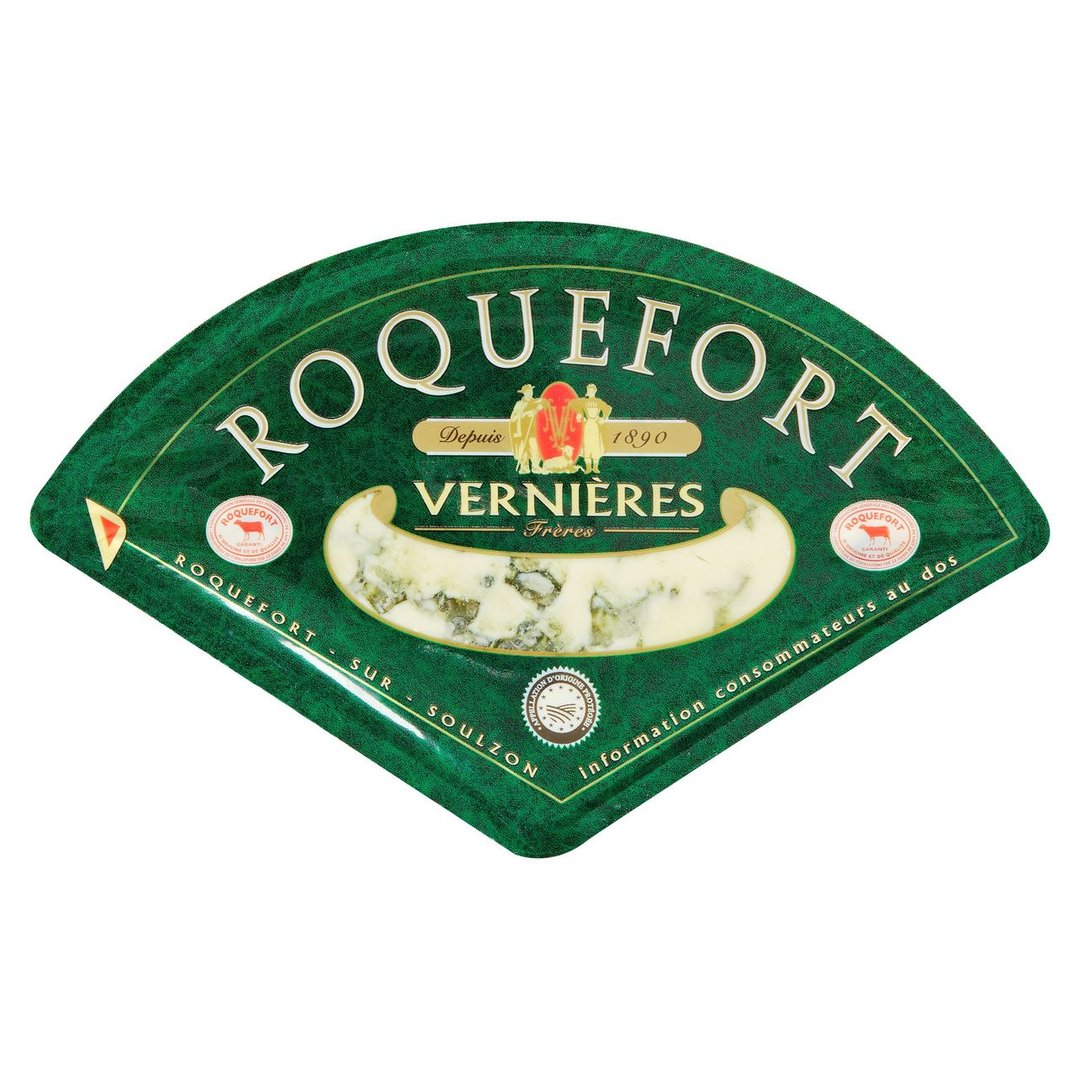 Roquefort - Vernières Frères französischer Blauschimmelkäse, 52 % Fett - 200 g Packung