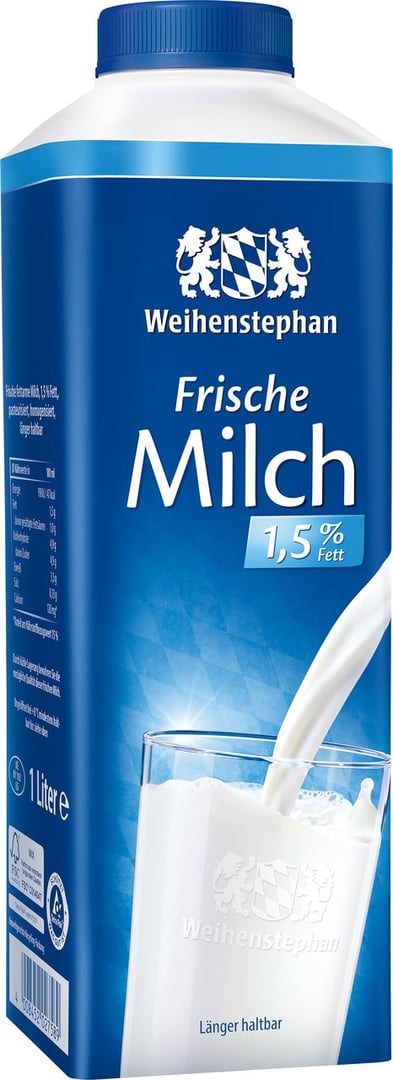Weihenstephan - Frische Milch 1,5 % Fett - 1,04 kg Packung