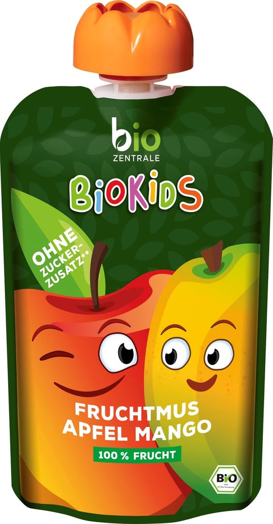 bio ZENTRALE - BioKids Fruchtmus Apfel-Mango vegan - 90 g Beutel