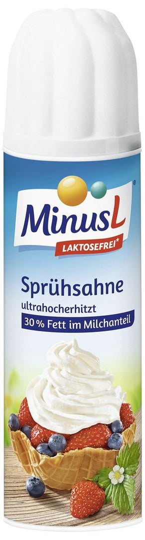 MinusL - Sprühsahne 30 % Fett ultrahocherhitzt laktosefrei - 250 g Dose