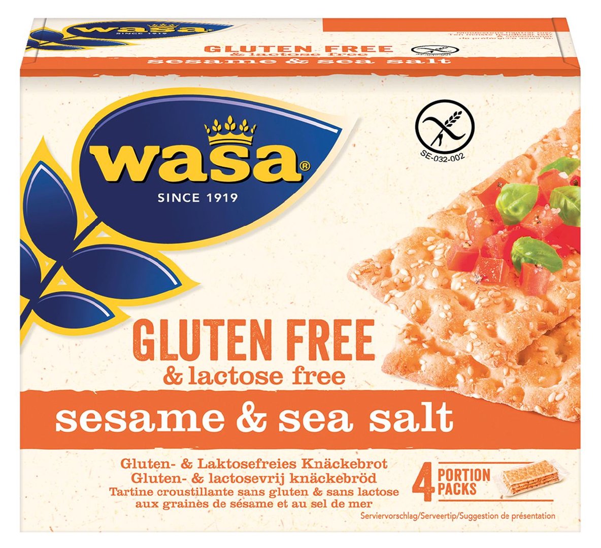 Wasa - Knäckebrot glutenfrei mit Sesam & Sea Salt - 1 x 240 g