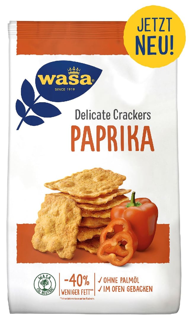 Wasa - Delicate Thin Crackers Paprika - 150 g Paket