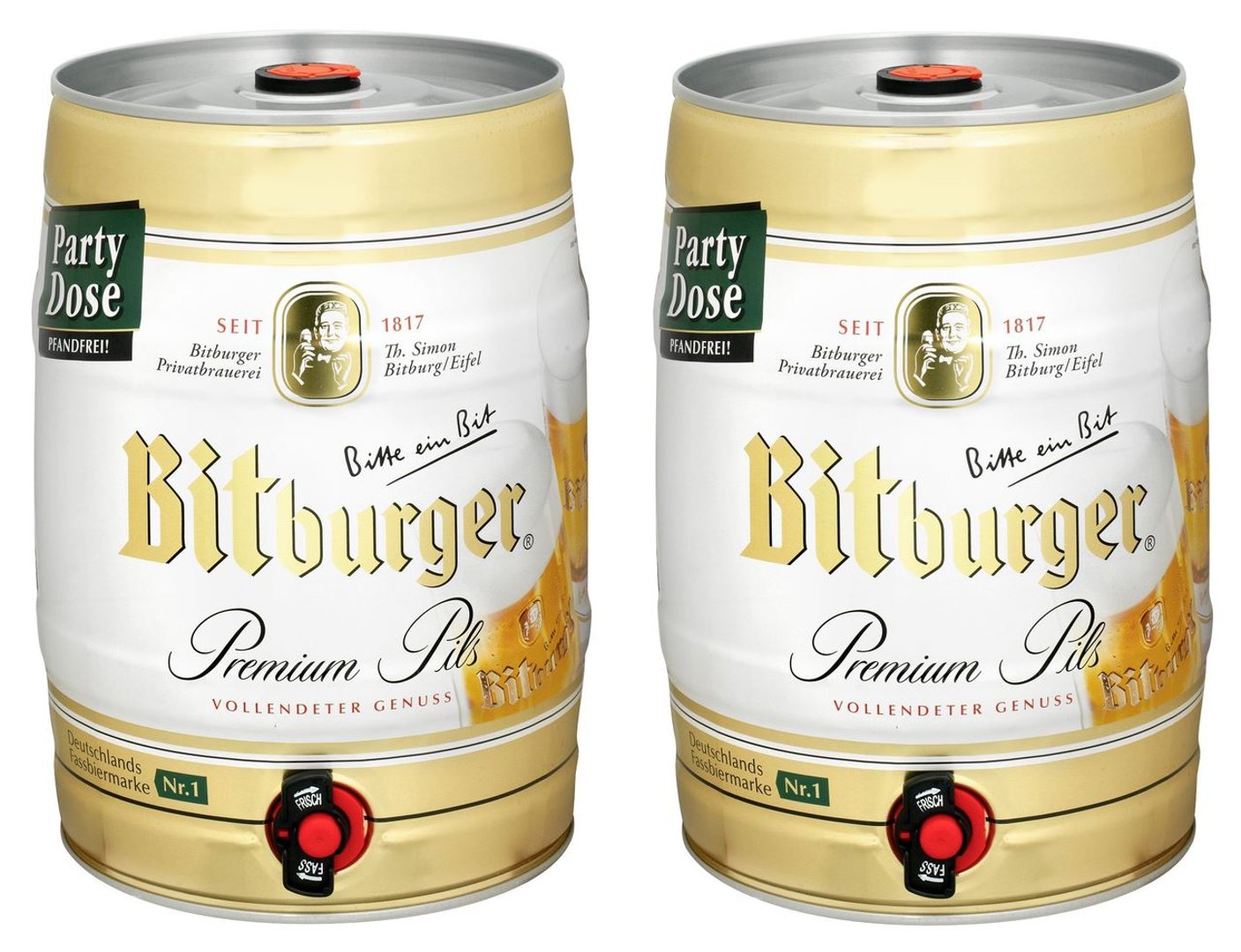 Bitburger - Bier Premium Pils Party Dose - 2 x 5,00 l Dosen