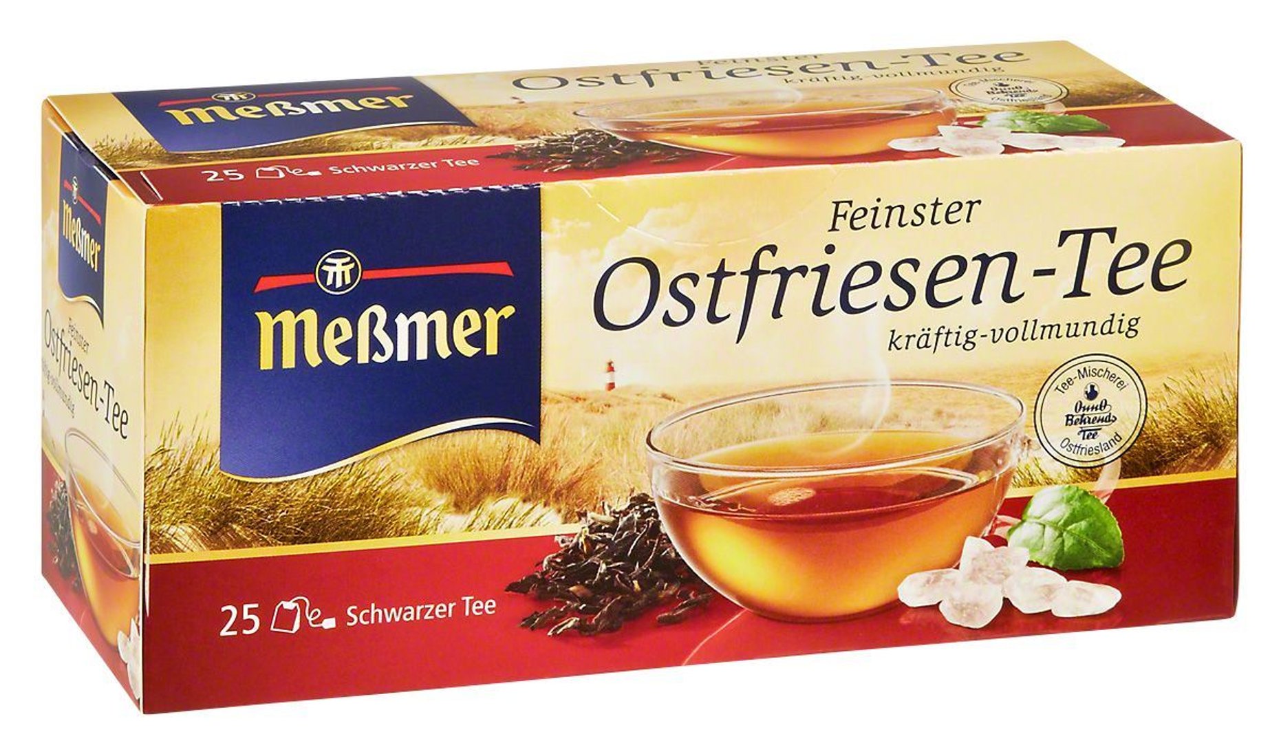 MEßMER - Schwarzer Tee Feinster Ostfriesen-Tee kräftig-vollmundig, 25 Teebeutel - 38 g Faltschachtel