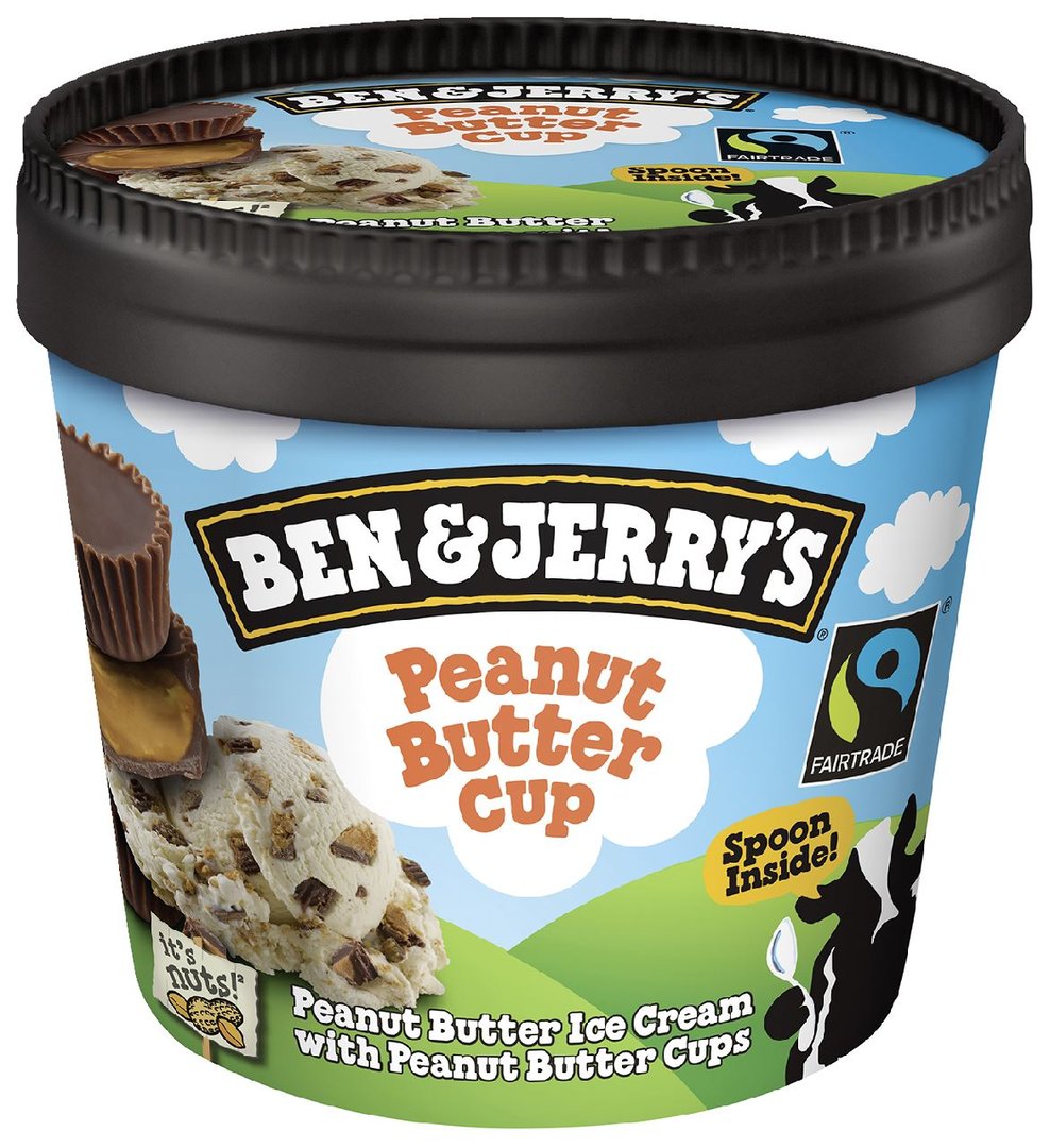 Ben & Jerry's Eiscreme Peanut Butter Cup tiefgefroren - 12 x 100 ml Schrumpfpackung