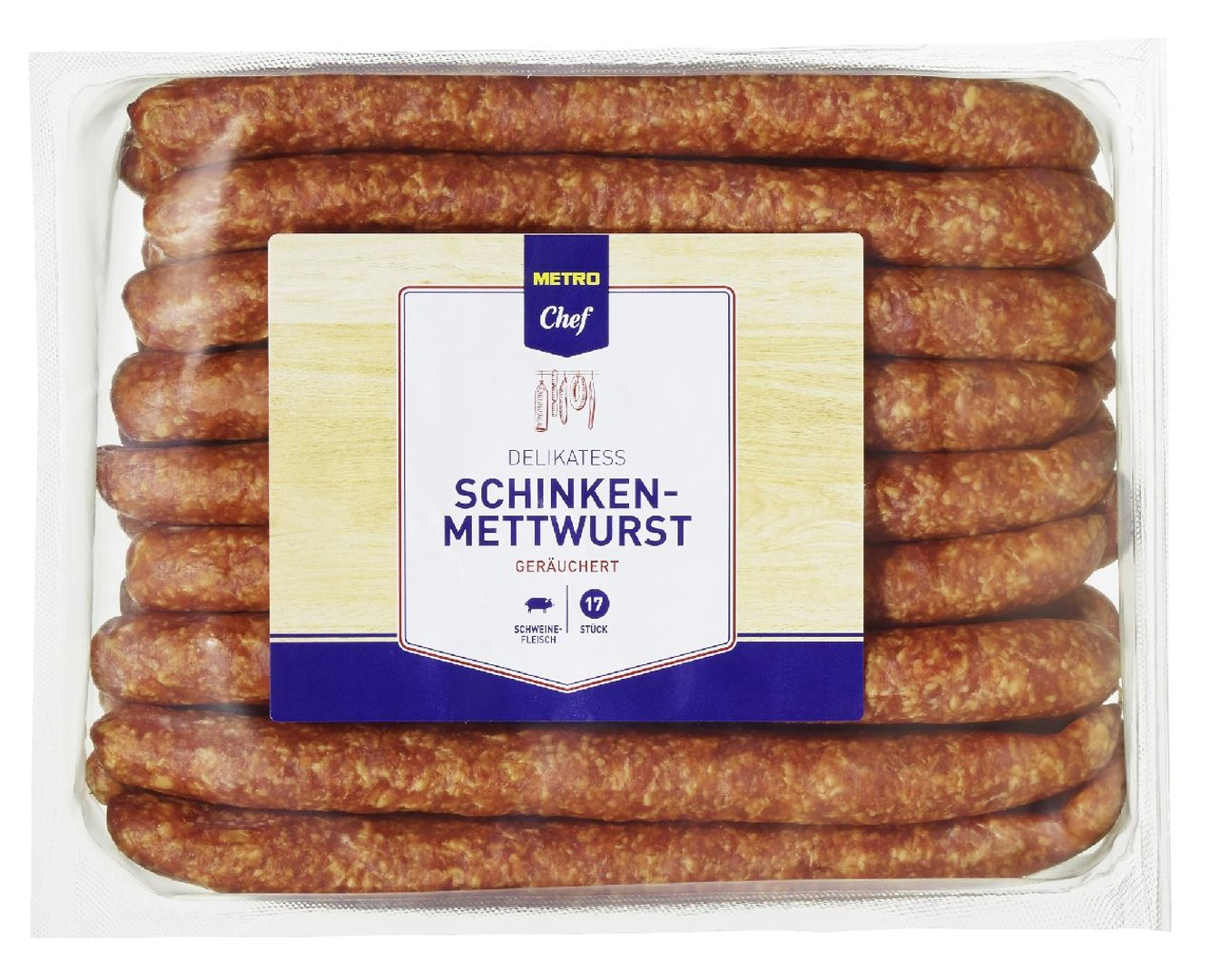 METRO Chef - Schinkenmettwurst gekühlt 17 Stück à ca. 88 g - 1,5 kg Packung