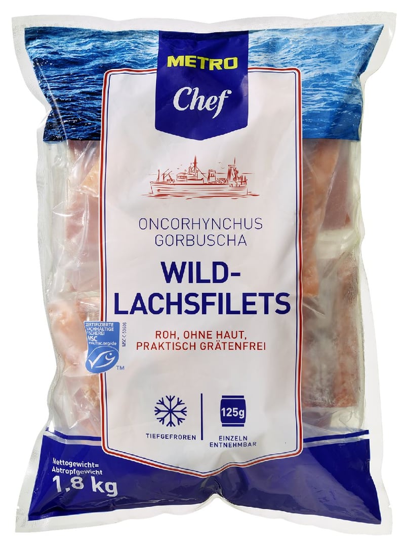 METRO Chef - Wildlachsfiletportionen tiefgefroren - 1,8 kg Beutel