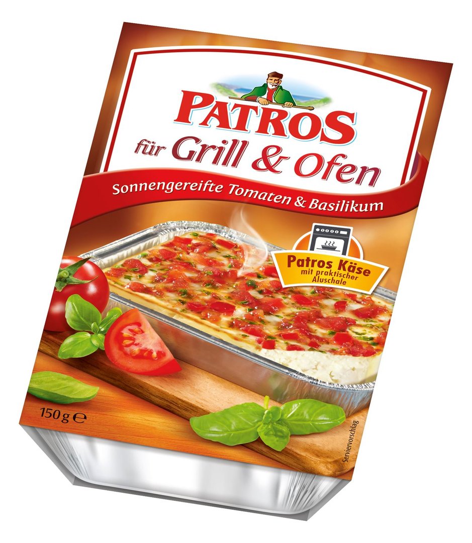 Patros - Grill & Ofenkäse Tomaten & Basilikum 52 % Fett in Tr. - 150 g Stück