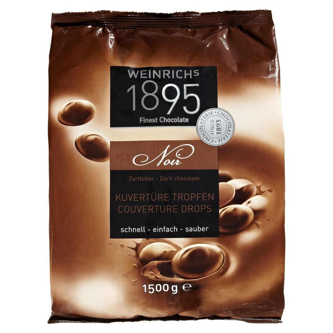 Weinrich - Kuvertüre Tropfen Zartbitter min. 60 % Kakao - 1 x 1,5 kg Packung