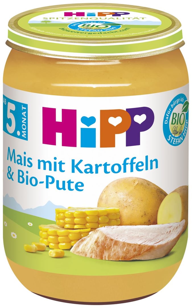 Hipp Menü Mais mit Kartoffeln und Bio-Pute - 190 g Tiegel