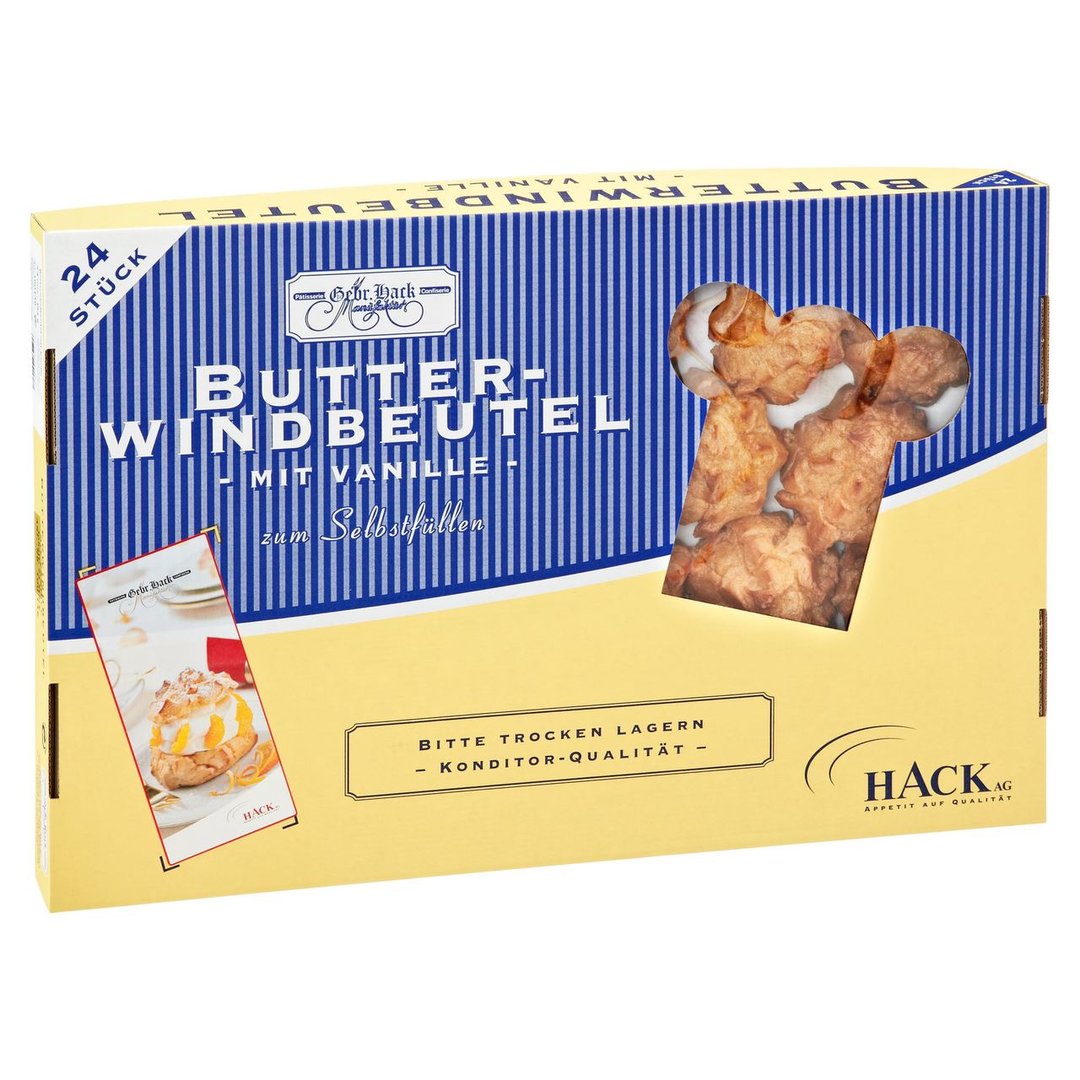 Hack - Butter-Windbeutel mit Vanille zum Selbstbefüllen 24 Stück à ca. 15 g - 366 g Packung