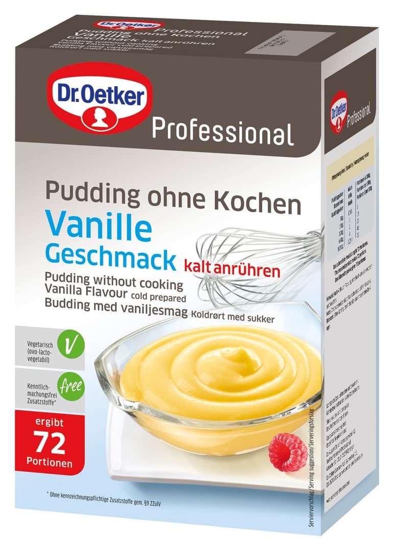 Dr. Oetker Professional - Pudding ohne Kochen Vanille Geschmack 1 kg Packung