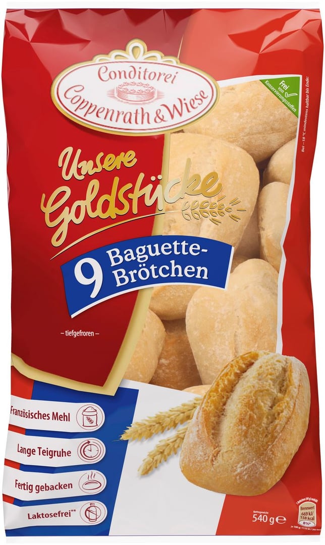 Coppenrath & Wiese - Profi-Line Baguette-Brötchen 9 Stück á 60 g 540 g Beutel