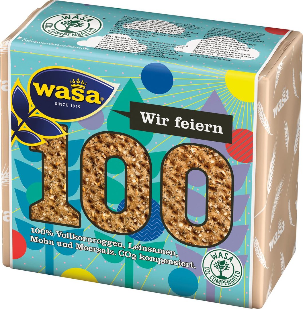 Wasa - Knäckebrot Wir feiern 100 Jahre Mohn & Leinsamen - 250 g Packung