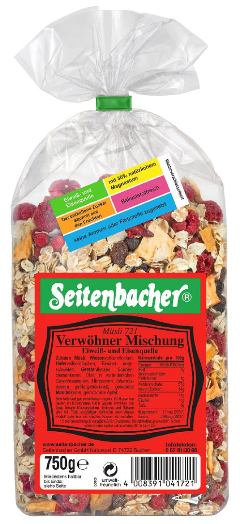 Seitenbacher - Beeren-Müsli - 1 x 750 g Packung