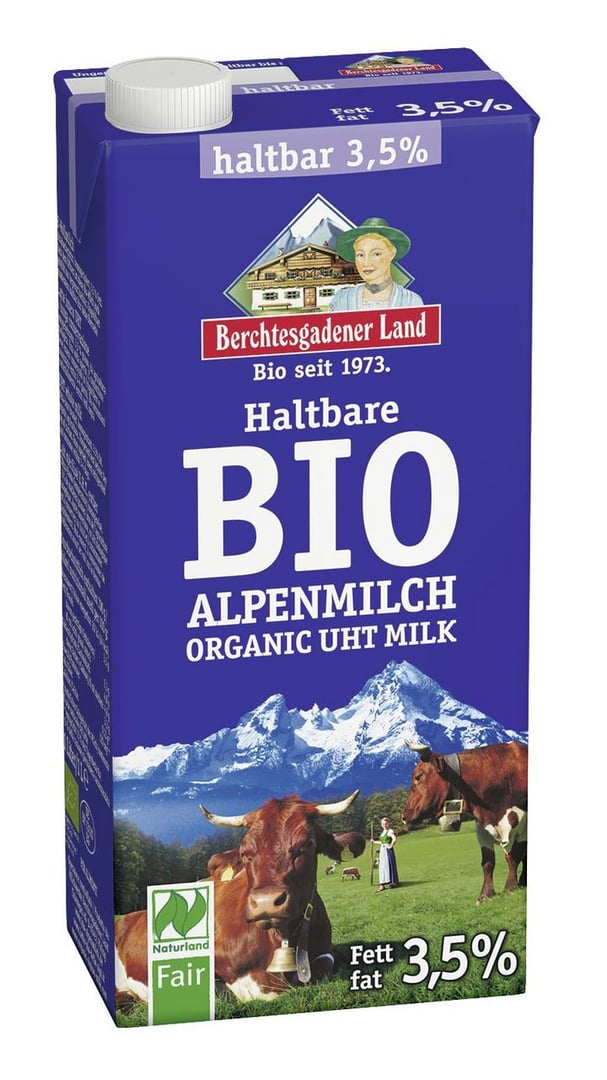 Berchtesgadener Land - Bio Alpenmilch 3,5 % Fett - 12 x 1,00 l Faltschachteln