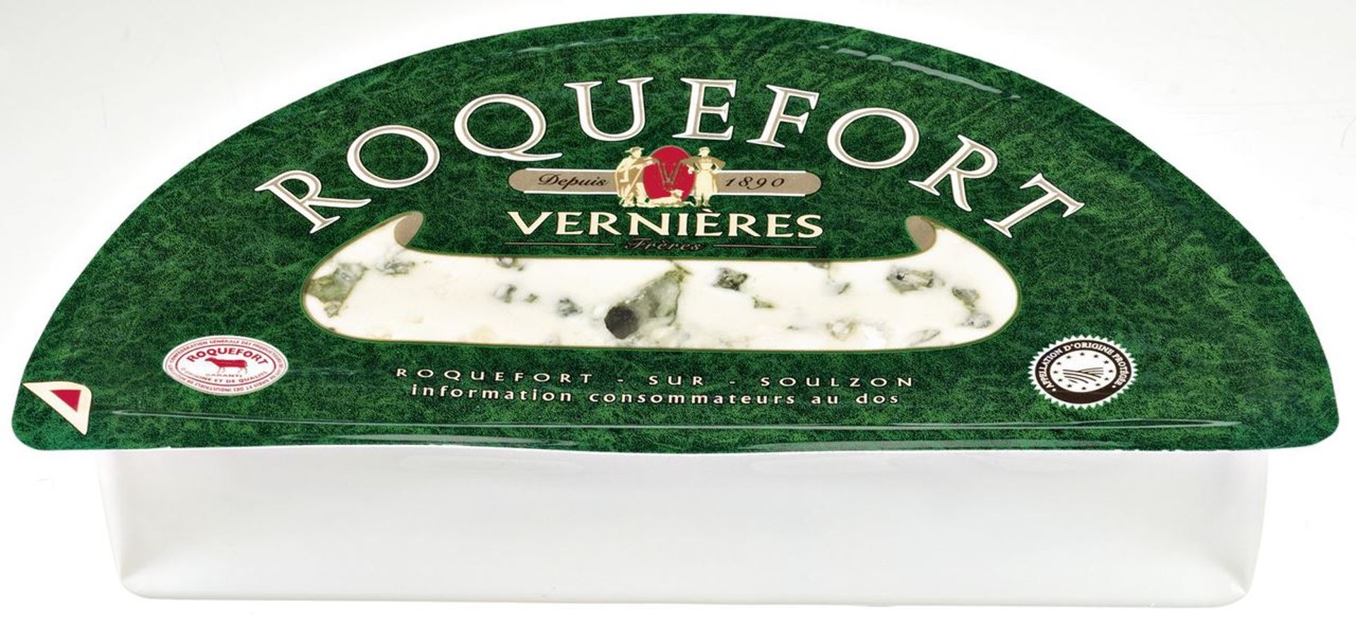 Vernieres - Vernières Frères Roquefort französischer Blauschimmelkäse, 50 % Fett 4 x 600 g Packungen