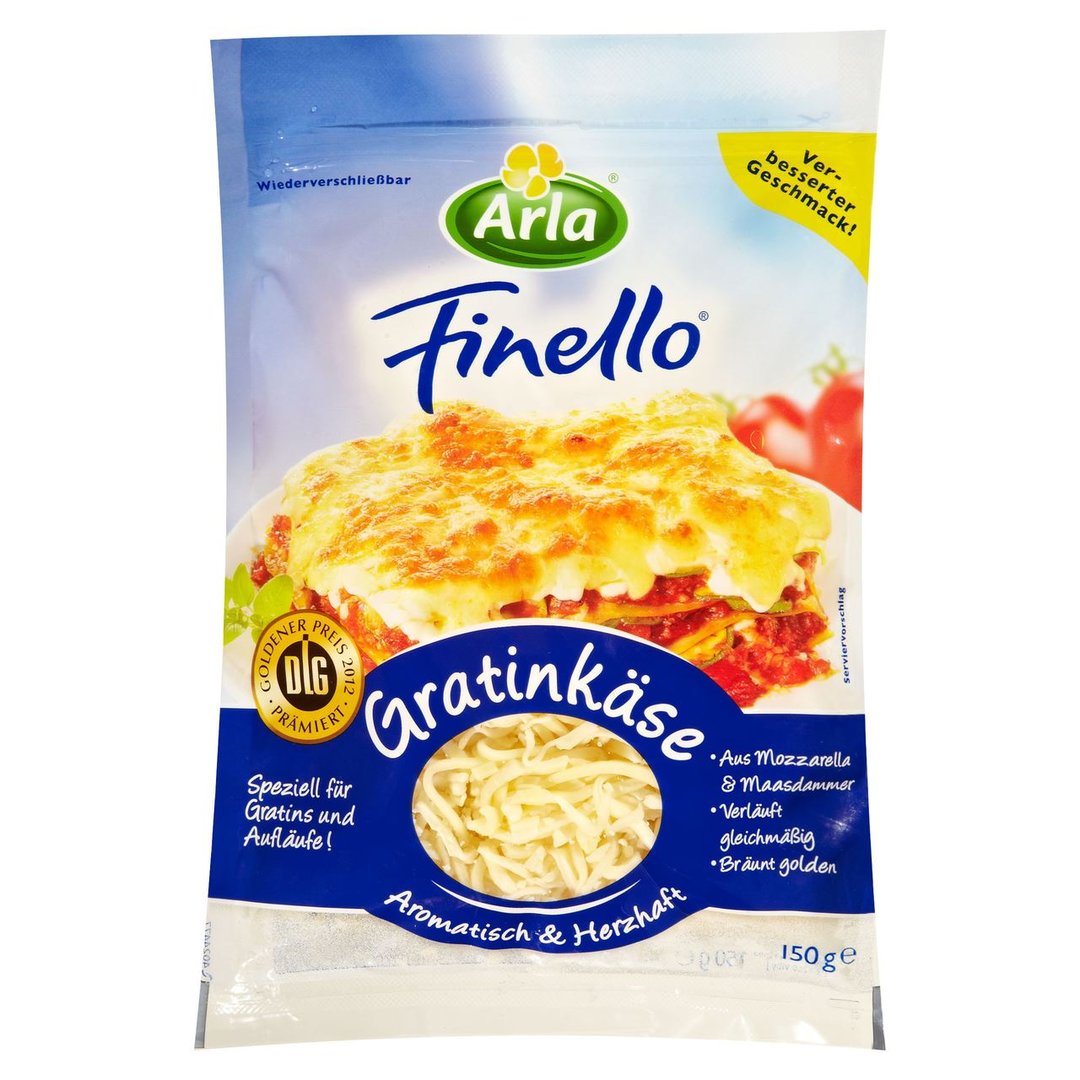 Arla - Finello Gratinkäse Aromatisch & Herzhaft gerieben 41 % Fett i. Tr. 150 g