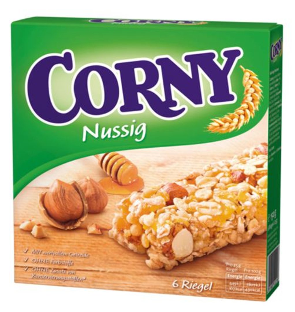 Corny - Müsliriegel Nussig 6 Stück á 20 g, Müsliriegel aus Haselnuss, gerösteten Vollkornflocken & Getreidecrispies 10 x 120 g Packungen